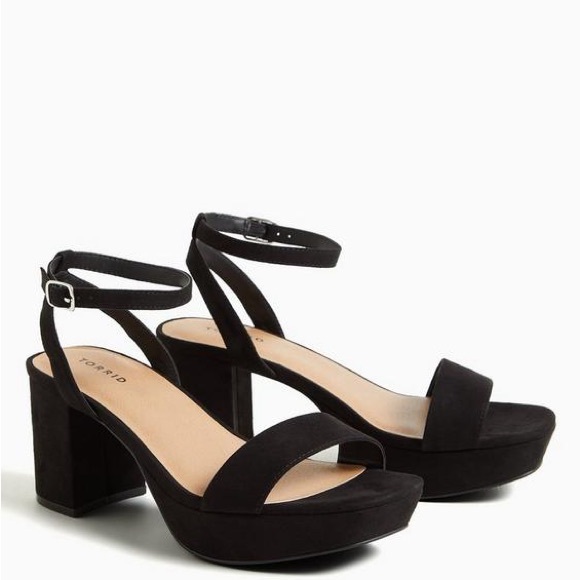 torrid Shoes - Torrid Black Velvet Block Heels Platform Open Toe Sandals Wide